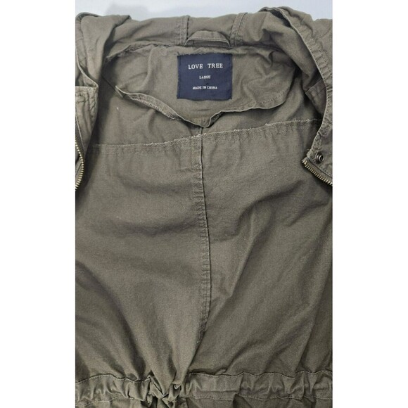 Love Tree Hooded Utility Jacket Large | Olive Green, Cotton, Good Condition - Picture 3 of 9
